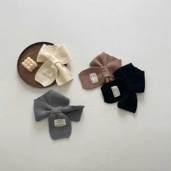Scarves Wraps Kids Soft Knitted Scarf Winter Warm Infant Toddler Neck Shawl Fashion Children Girl Boy Scarves Baby Bib Solid Color Neckerchief H241213