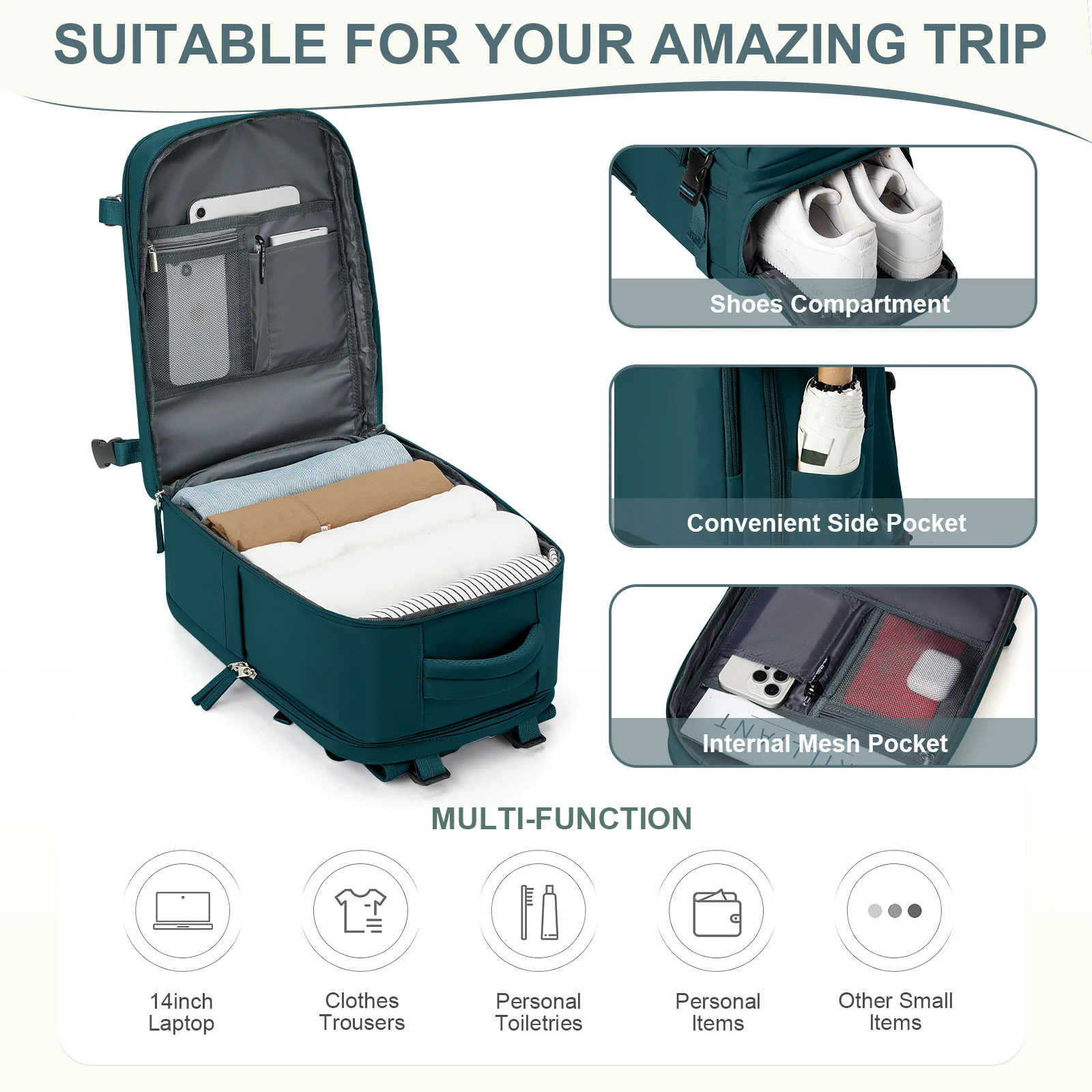 Waterproof Travel Backpack for Men Women Hand Luggage Ryanair Backpack 40x20x25 Cabin Bag 15.6 inch Laptop BackpackBussiness 241212