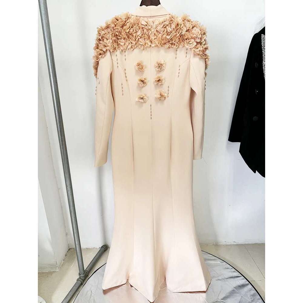 Ladies' Suit HIGH QUALITY Newest Fashion Designer Maxi Dresses Women's Sleeve Stunning Wers Appliques Beaded Long Dress