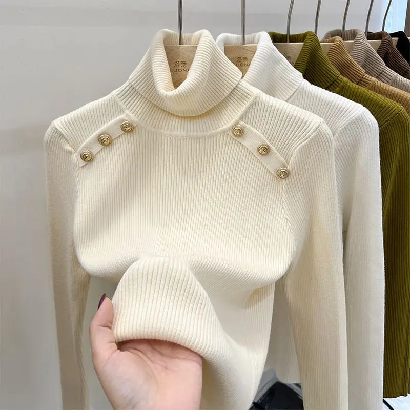 2024 Autumn and Winter Cashmere Sweater Womens Turtleneck Long sleeved Knit Pullover Slim 241203
