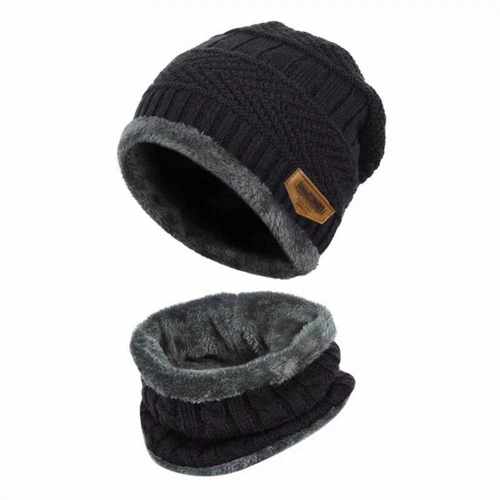 Scarves Wraps Winter Knitted Hat Children Plus Velvet Warm Scarf One-piece Cap Thickened Wool Cap Girls Ear Protection Kids Cold-proof Hat H241213