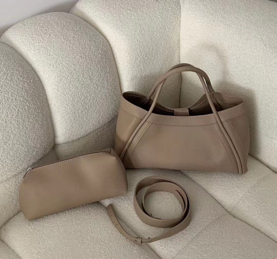 FIRMRANCH Simple Solid Soft PU Leather Large Capacity Woman Portable Basket Comfortable Wide Shoulder Strap Crossbody Bag Pouch