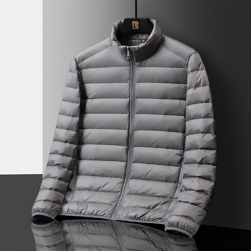 M12121 Men's winter live stand collar lightweight down jacket cross-border warm cold white duck down