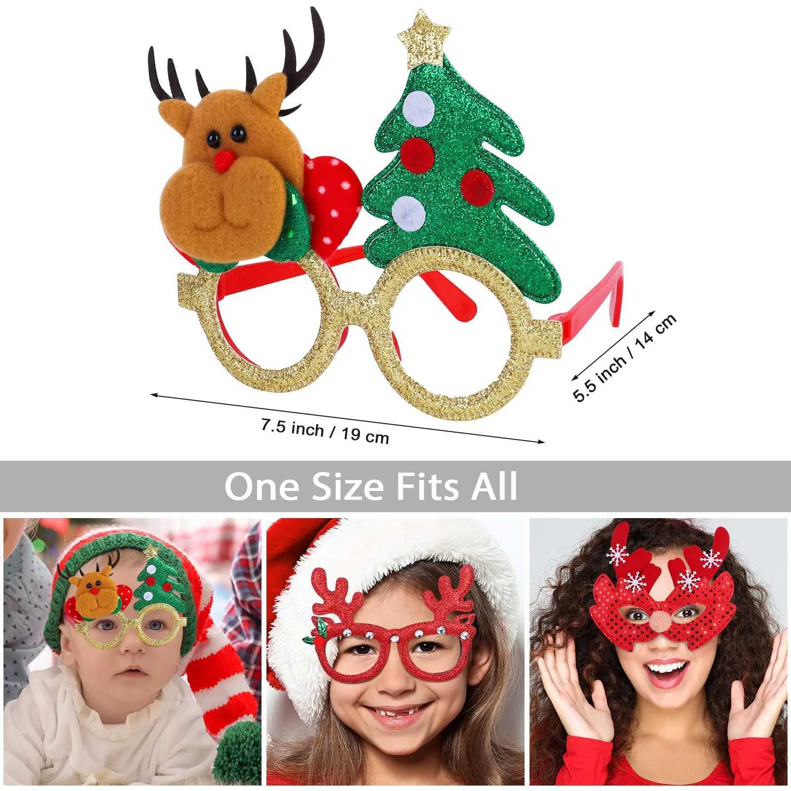 Sunglasses 1/24Pcs Christmas Glasses Decor For Kid Boy Birthday Party Supplies Decorations 2024 2025 Santa Claus Tree Photo Props H241213