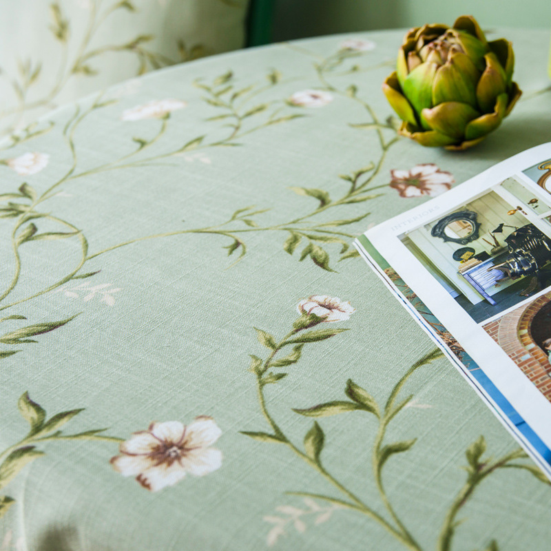 Fabric Cotton and Linen Wind Small Fresh Ins Round Household American Floral Tablecloth