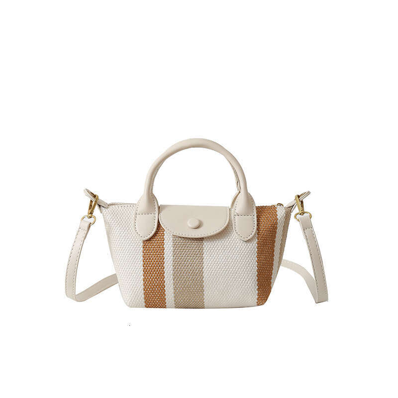 Women's New Korean Version Hand-Held Dumpg Trendy, High-End Texture Fabric Striped Shoulder Crossbody Bag Fashionable, Quality Classic