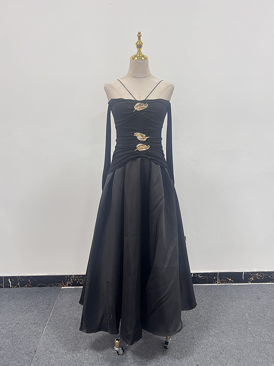 Solid Slimming Elegant Dresses For Women Slash Neck Long Sleeve High Waist Temperament Dress Female Fashion Style