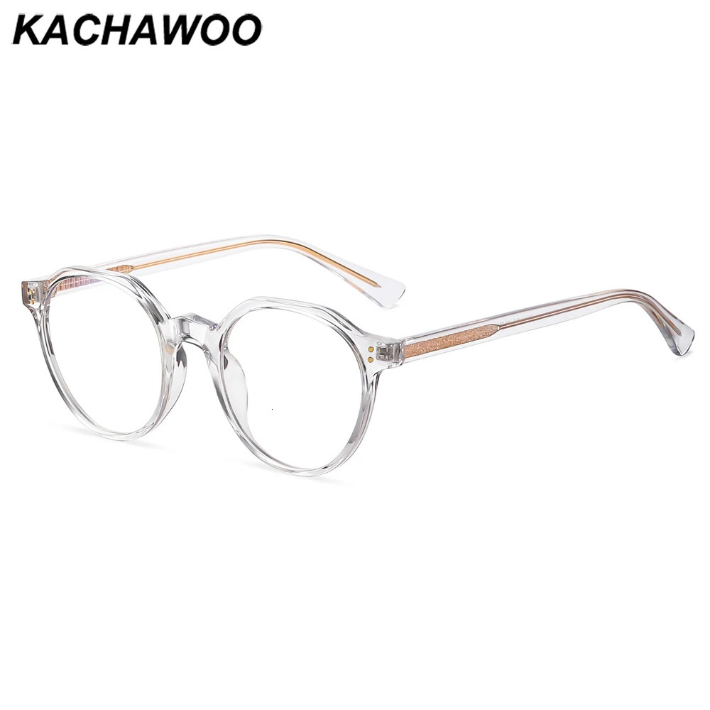 Kachawoo blue light blocking glasses round TR90 acetate retro frame men women unisex decoration clear black Korean style 241213