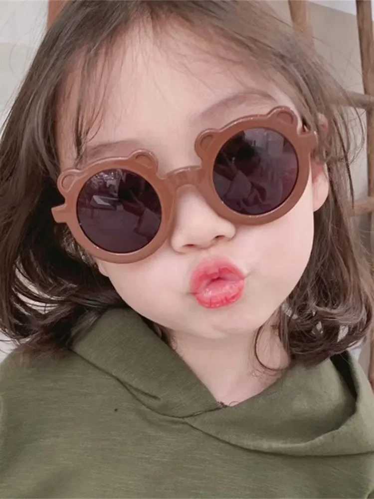 Sunglasses Girls Boy Round Small Bear Sunglasses Vintage Classic Cartoon Shades Anti-Glare Boys Cartoon Sun Glasses Eyeglasses UV400 H241213