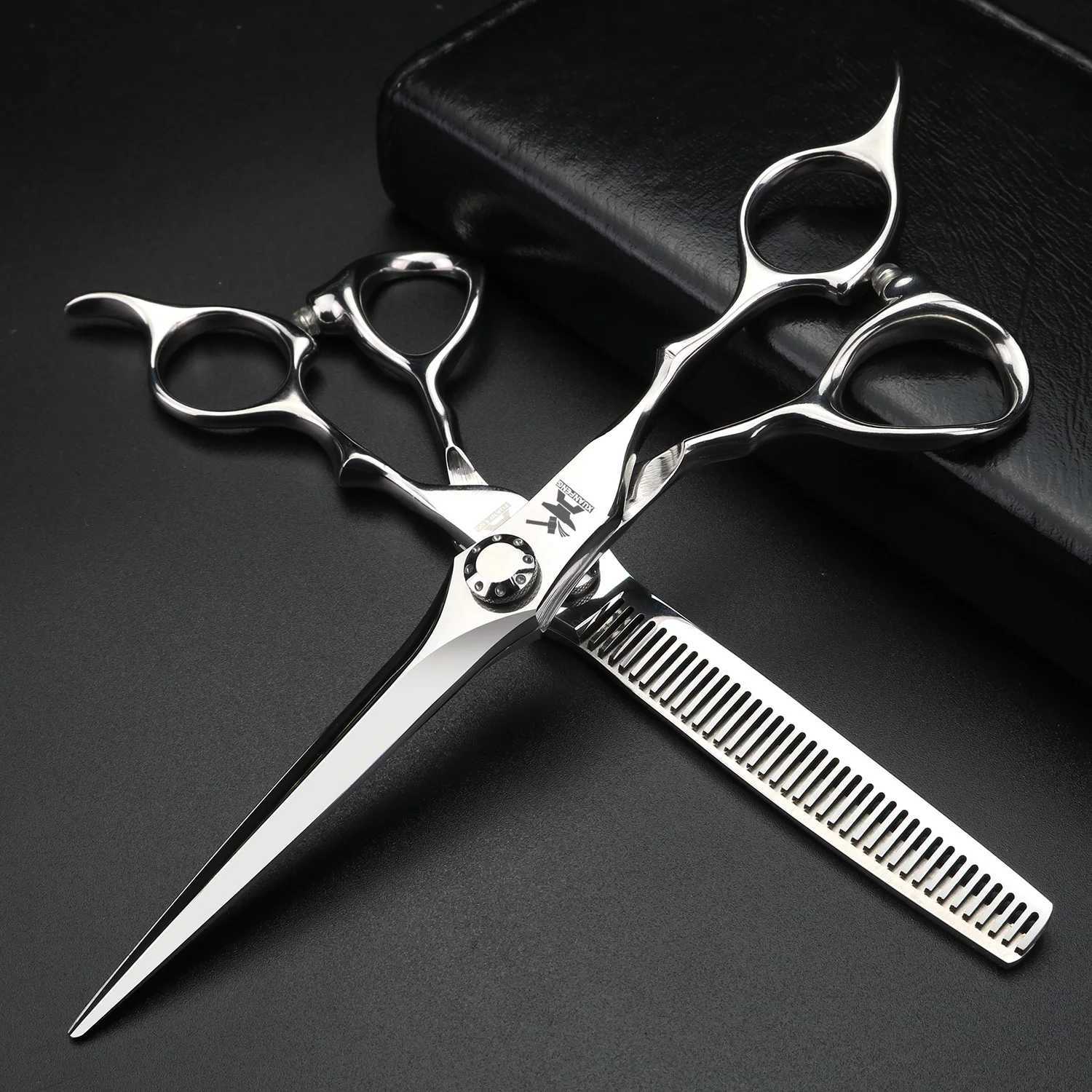 New Arrival XUANFENG Silver Professional Hair Scissors 6.5 440C Steel Barber Cutting Scissors and thinning Scissors Suitable for Barber Z241213