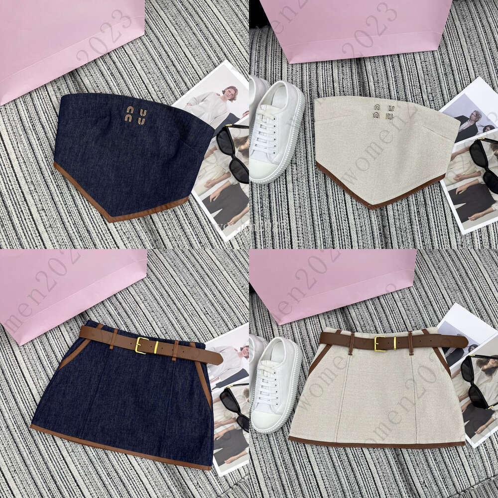 Women skirts suit designer Denim tube top two-piece brand woman dress set Women Fashion Letter embroidered denim skirt vacation casual skirts 2pcs Dec 11