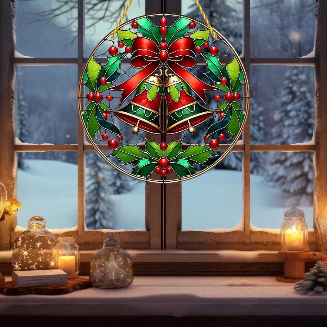 Sunglasses Acrylic Christmas Sun Catcher - Stained Glass Window Hanging Perfect for Porch Room Garden Bar Decor | Ideal Holiday Gift H241213