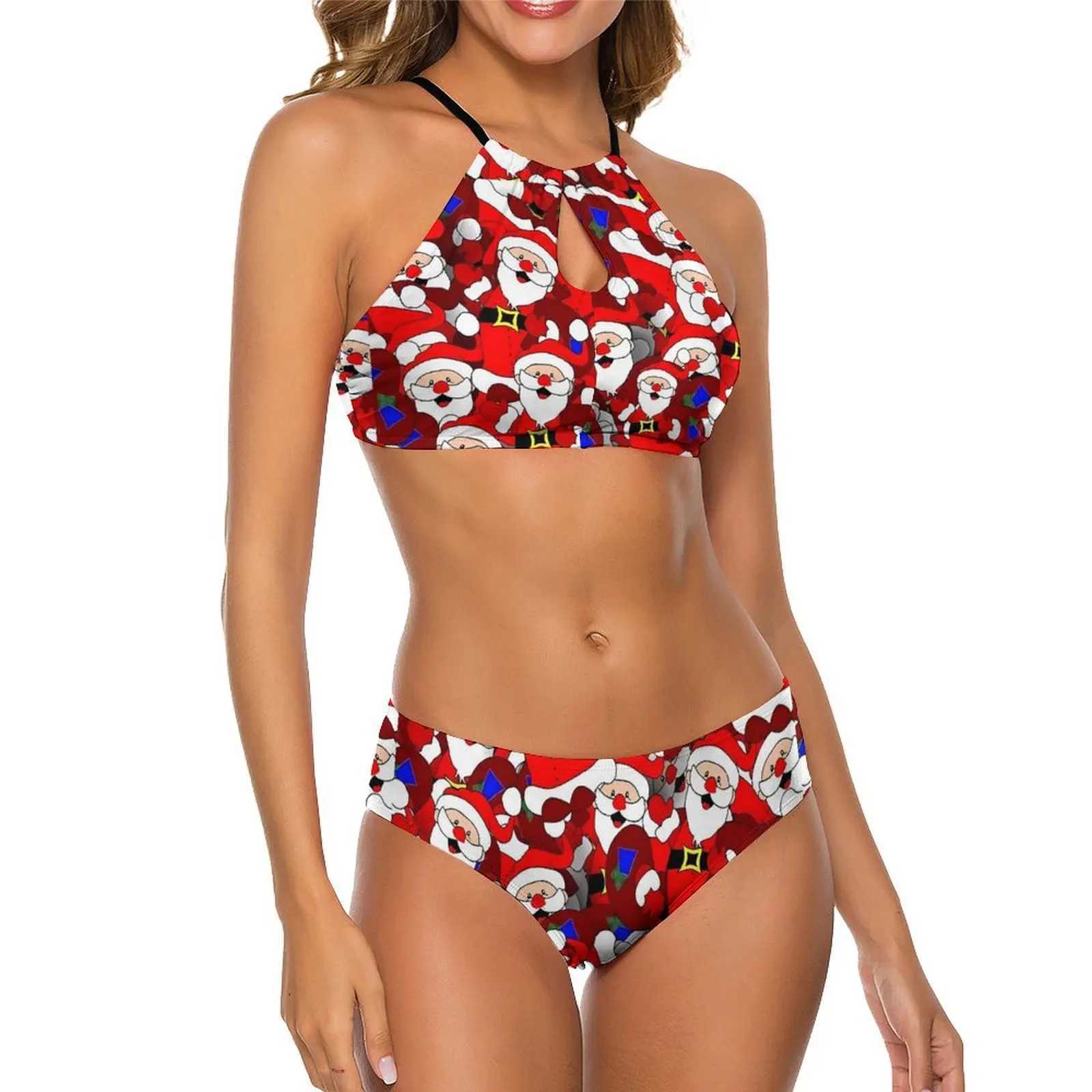 Sexy Christmas Bikinis Set Santa Claus Stylish Bikini Swimsuit Push Up Strap Swimwear Custom SwimsuitsXJ241212