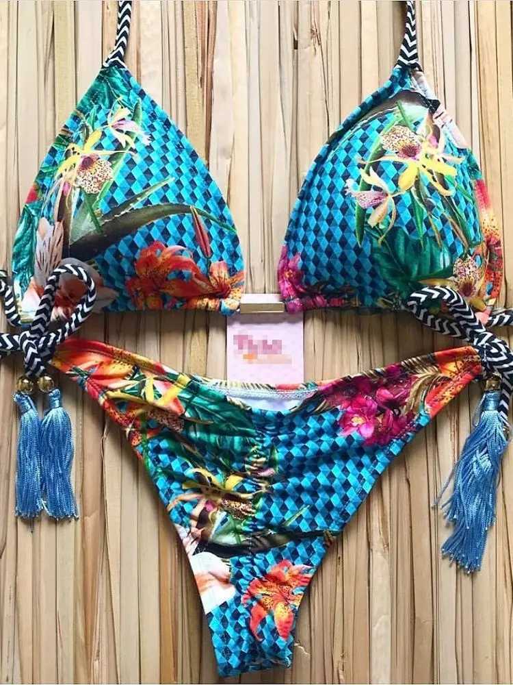 RUOTONGSEPT Sexy Micro Bikinis Set 2024 New Swimsuit Women Feather Print Bandage Swimwear Fa Bathing Suit Brazilian BiquinisXJ241212