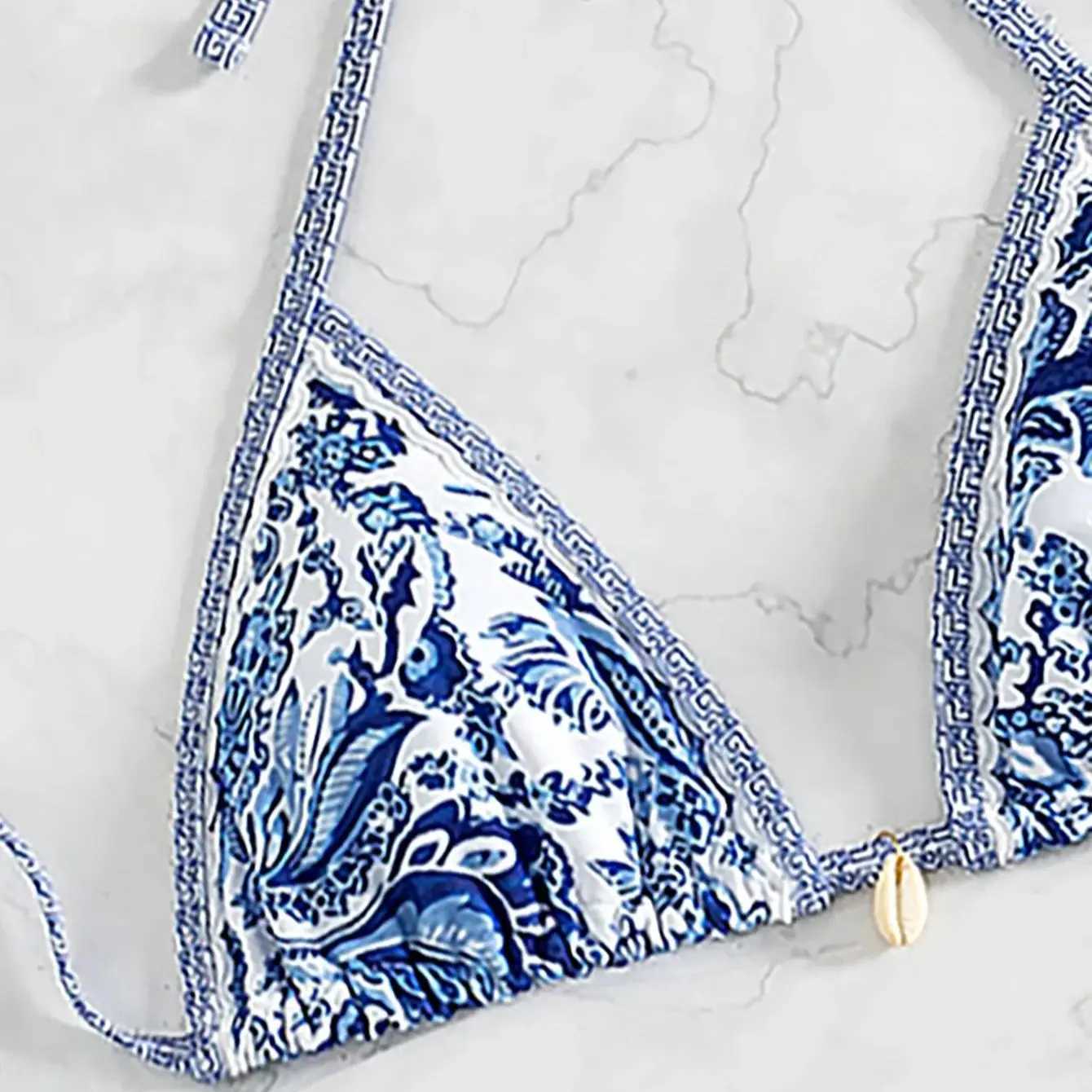 Print Flower Bikini Set Triang Pad Bra Low Waist Triang Beach Shorts Strip Tie Swimming Suit Fa Sexy SwimwearXJ241212