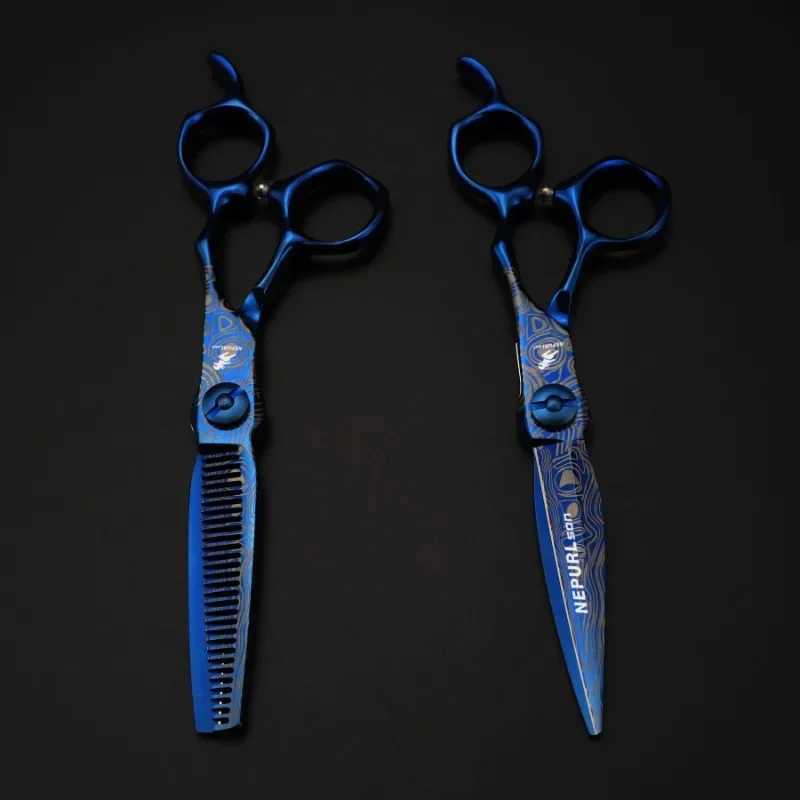 New Arrival Professional 6-inch high-end shaver blue Damascus barber barber Z241213