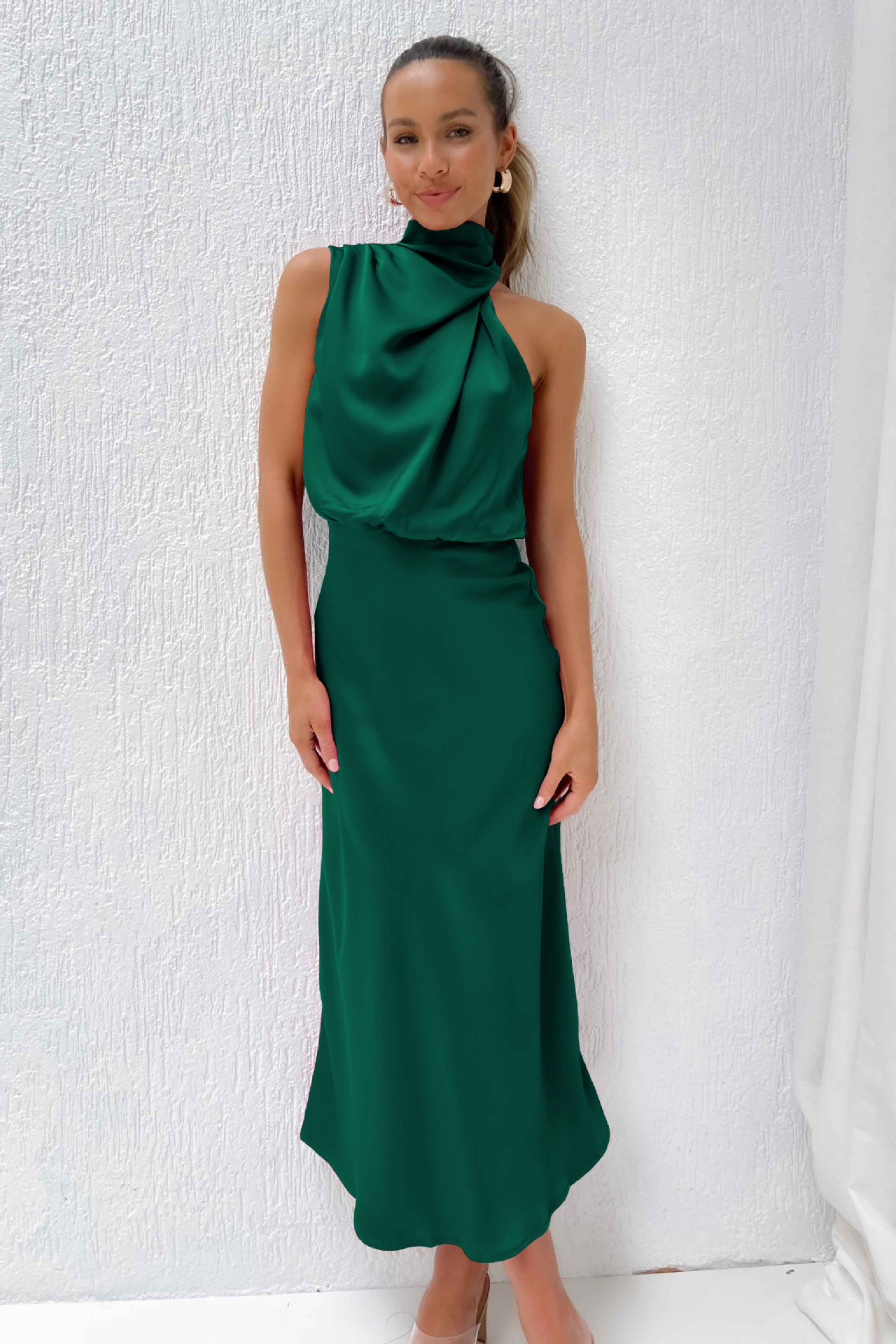 2025 hot new free shipping designer dresses for womens casual dresses beige green red black rose red New high-end satin sleeveless dress