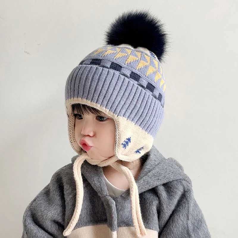 Winter Baby Hat Pompom Fleece Lining Baby Beanie Infant Bonnet Kids Cap for Girls Boys Bobble Kids Hat for Children 1-4YXJ241213