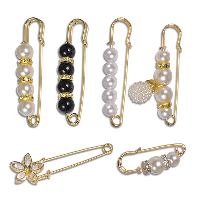 Broche set big bead fashion womens corset pearl lapel safety sweater dress pin badge buckle accessories 241210