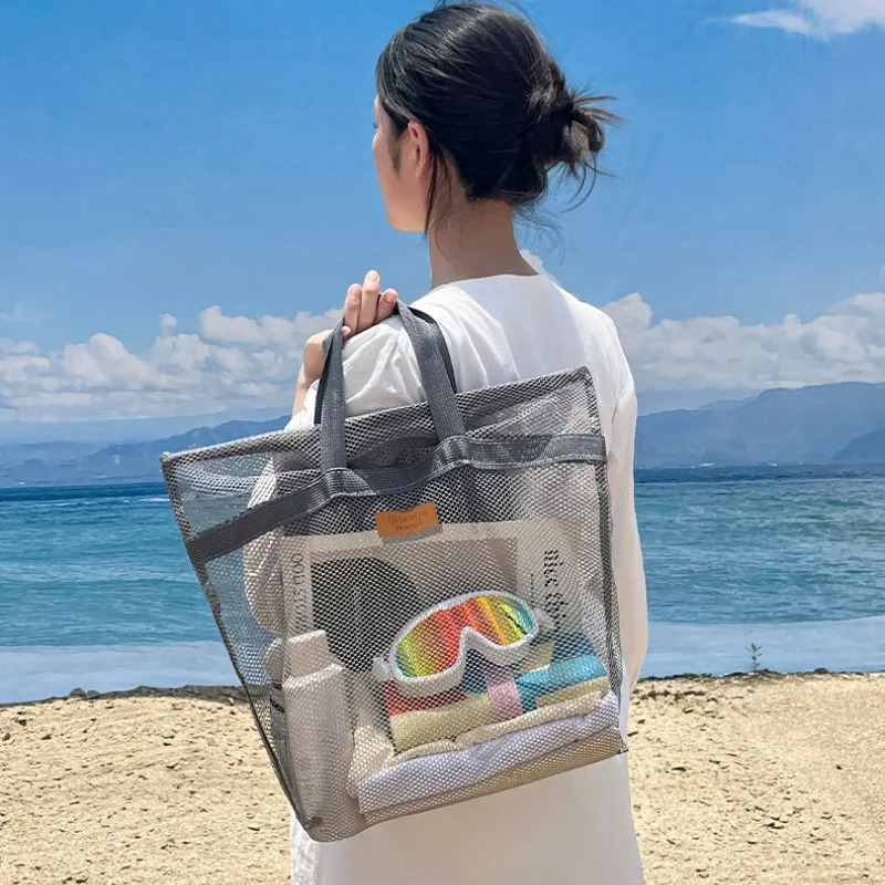 Womens Beach TopHandle Bags Large Unisex Handheld Swimming Storage Pouch With Inner Network Folding Organizer Package 241203