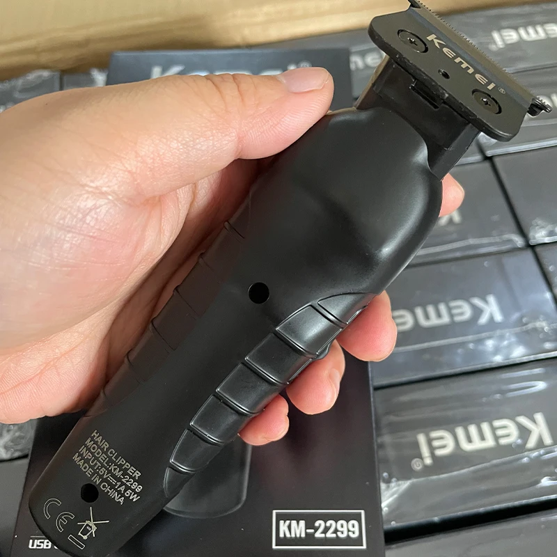 Kemei 2299 Barber Cordless Hair Trimmer 0mm Zero Gapped Carving Clipper Detailer Professional Electric Finish Cutting Machine T241210