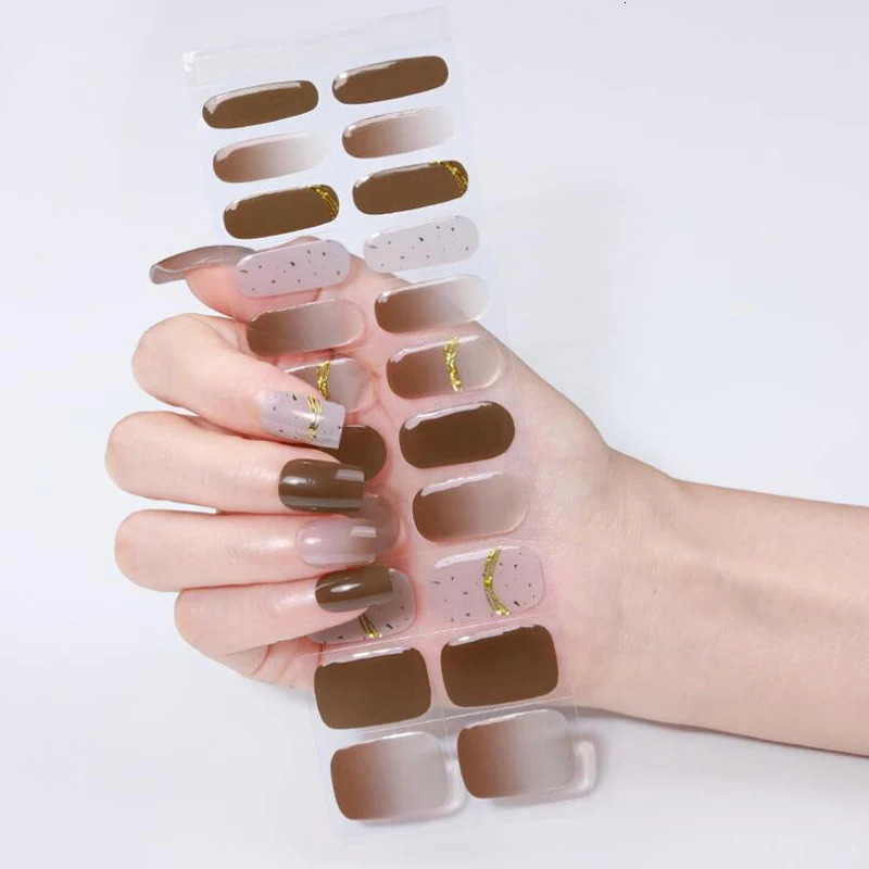 Gel Nail Sticker Durable Nail Strips Handmade Nail Decoration Full Cover Adhesive Press the tip of the false nail 241205