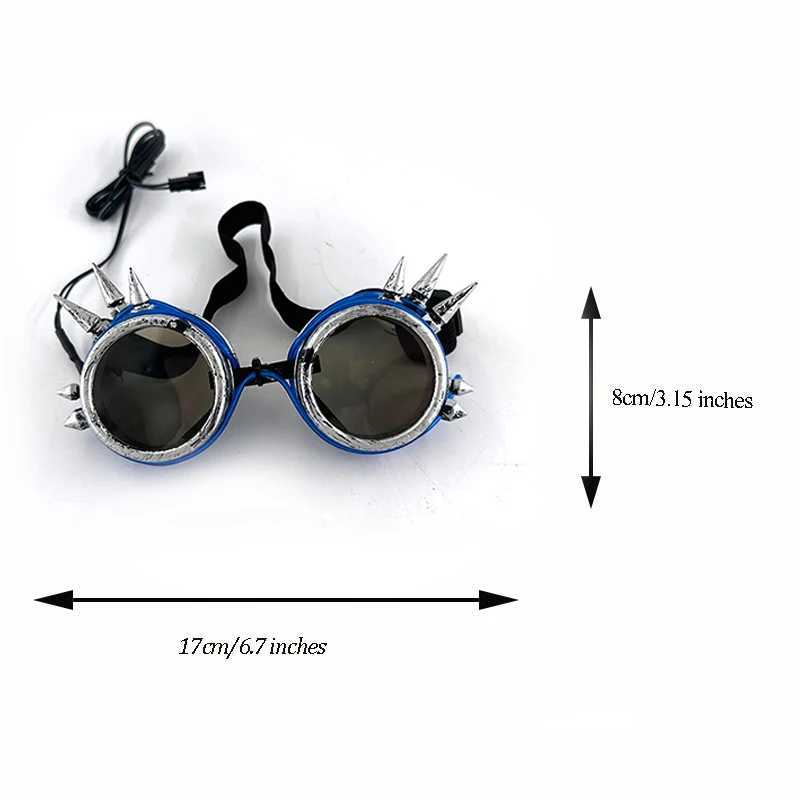 Sunglasses Popular Led Steampunk Glasses Neon Music Concert Fluorescent Dance Christmas Gifts Glowing Wire Gothic Round Frame Glasses H241213