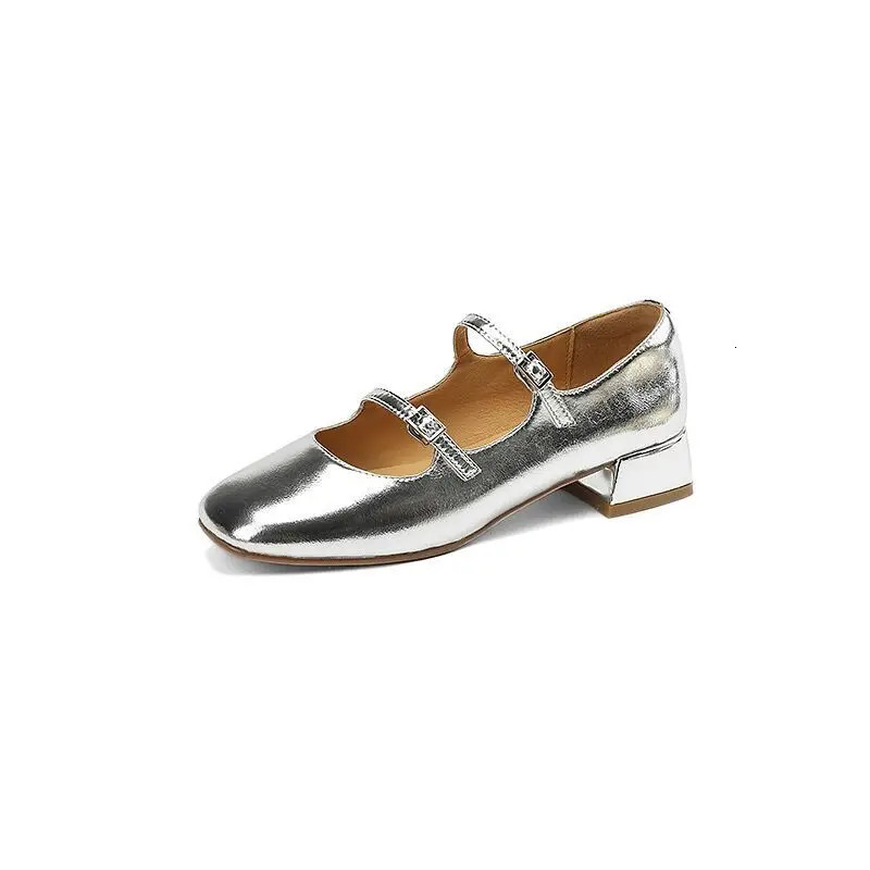 Womens Shoes Retro Thick High Heels Ballet Shoes Medium High Heels Mary Simple Shoes Zapatos De Mujer 241213