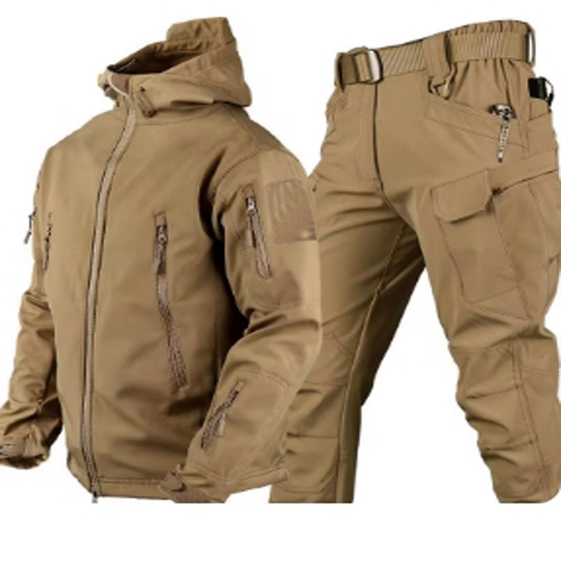 Outdoor Shark Skin Warmth Set Camo Plush Thickened Coat Autumn Racing Top Does Not Include Cuff Pattern