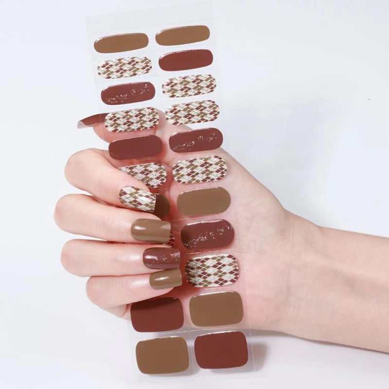 Gel Nail Sticker Durable Nail Strips Handmade Nail Decoration Full Cover Adhesive Press the tip of the false nail 241205