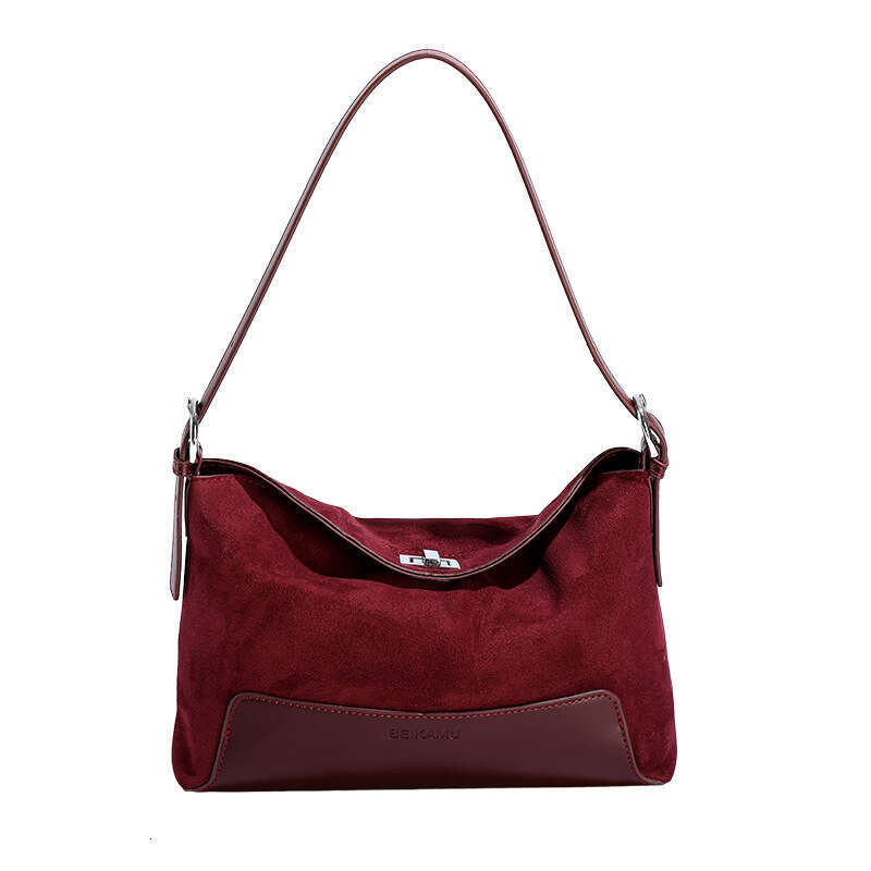 Large capacity frosted deer skin velvet 2025 stylish new casual splicing single shoulder underarm women's crossbody bag