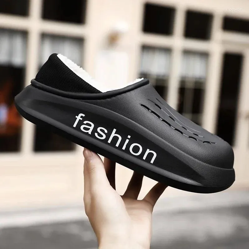 Slippers For Men Soft And Comfortable Heel Covering Add Veet Indoor Outdoor Non-Slip Couple Women Home Shoes Fashion zhanyishengli