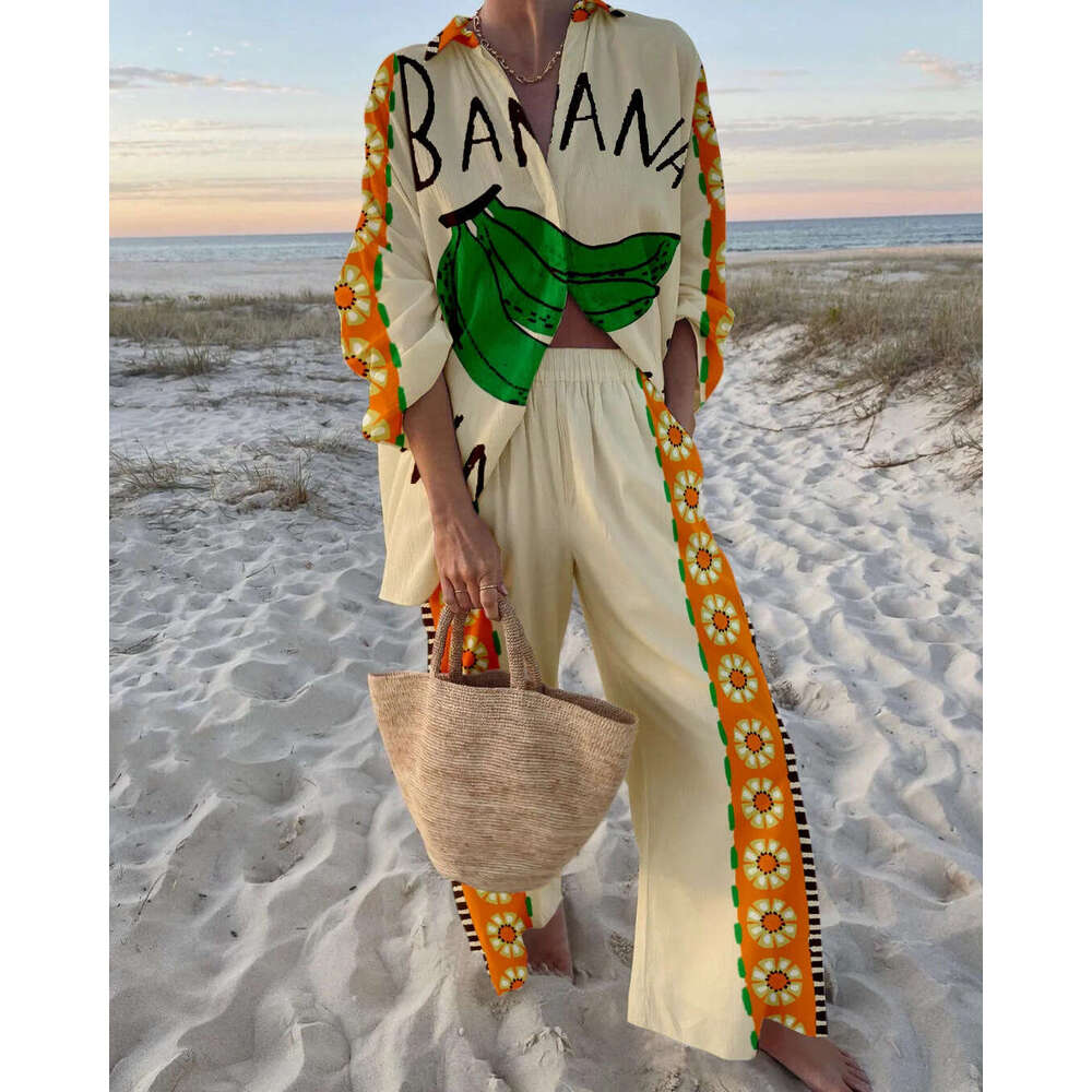 3D Digital Printing Women's Long Sleeved Shirt And Pants Set Pod Custom Trendy Clothing Fashion Casual Temperament