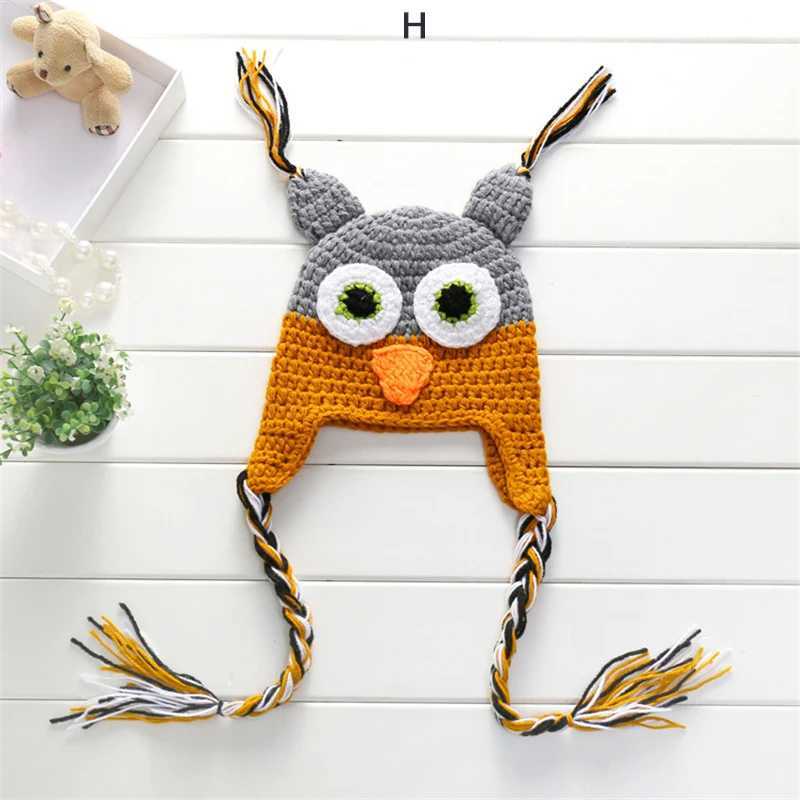 Crochet Baby Owl Hat Multiple Shape Colors Newborn Owl Cap Photo Props Infant Toddler Knitted Beanie With BraidXJ241213
