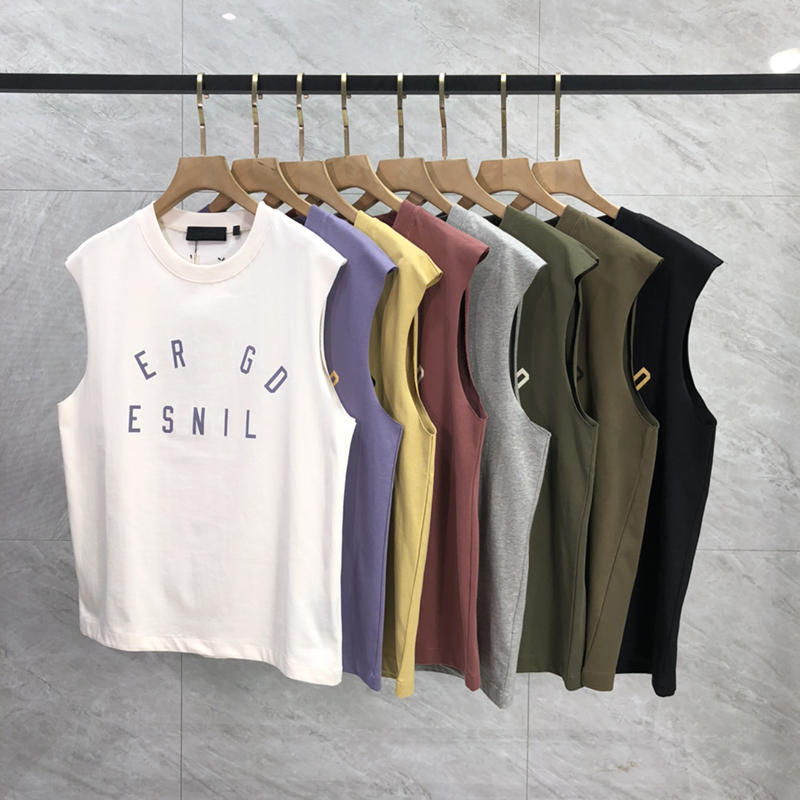 24FW USA Spring Summer Arc Letter Print T shirt High Street Tee Sleeveless Fashion Skateboard Vest Men Women Tshirt 1213