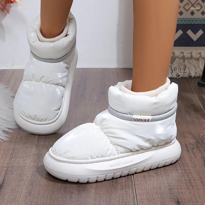 2025 NEW Boots Waterproof Soft Plush Ankle Women Winter Thick Sole Non-Slip Snow Woman Down Comfort Keep Warm Cotton Padded Shoes zhanyishengli