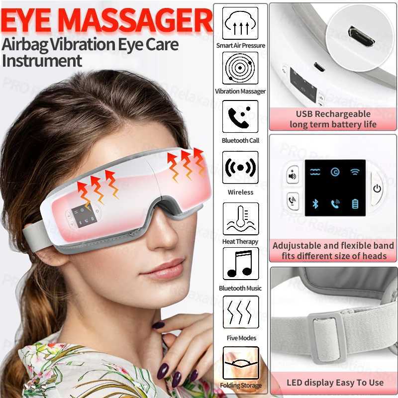 4D electric eye massager thermal vibration air bag vibrator Bluetooth eye massager face mask eye care instrument vibration massager W241213