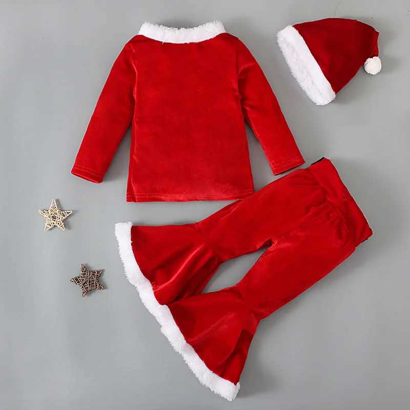Christmas Santa Claus Winter Fleece Costume Baby Girls Long Sleeve Clothes Set Cute Show Christmas Hats New Year Xmas Outfits W241213