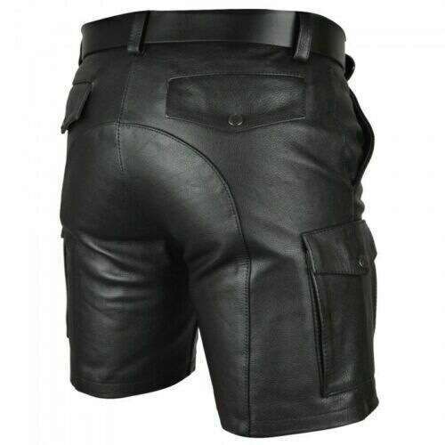 New Men's Solid Color For Foreign Trade, Club Wear Shorts, Casual Leather Shorts (Without Belt), Fashionable Quality, Classic