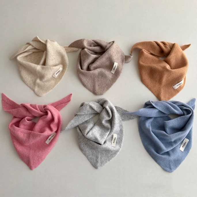 Scarves Wraps Baby Wool Triangle Scarf Autumn Winter Warm Windproof Neckerchief Kids Knitted Towel Solid Boys Girls Childrens Cashmere Scarf H241213