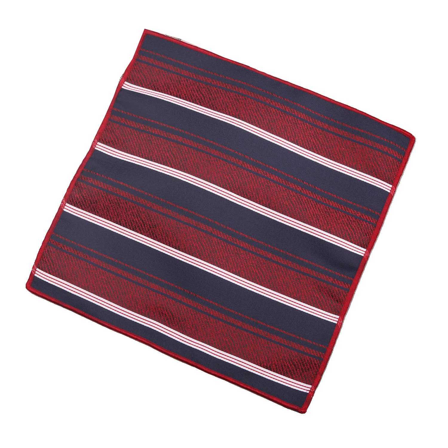 23 * 23CM Luxury Mens Handheld Flower Striped Flower Hanji Polyester Hanji Business Red Pocket Square Chest Towel Wedding W241213