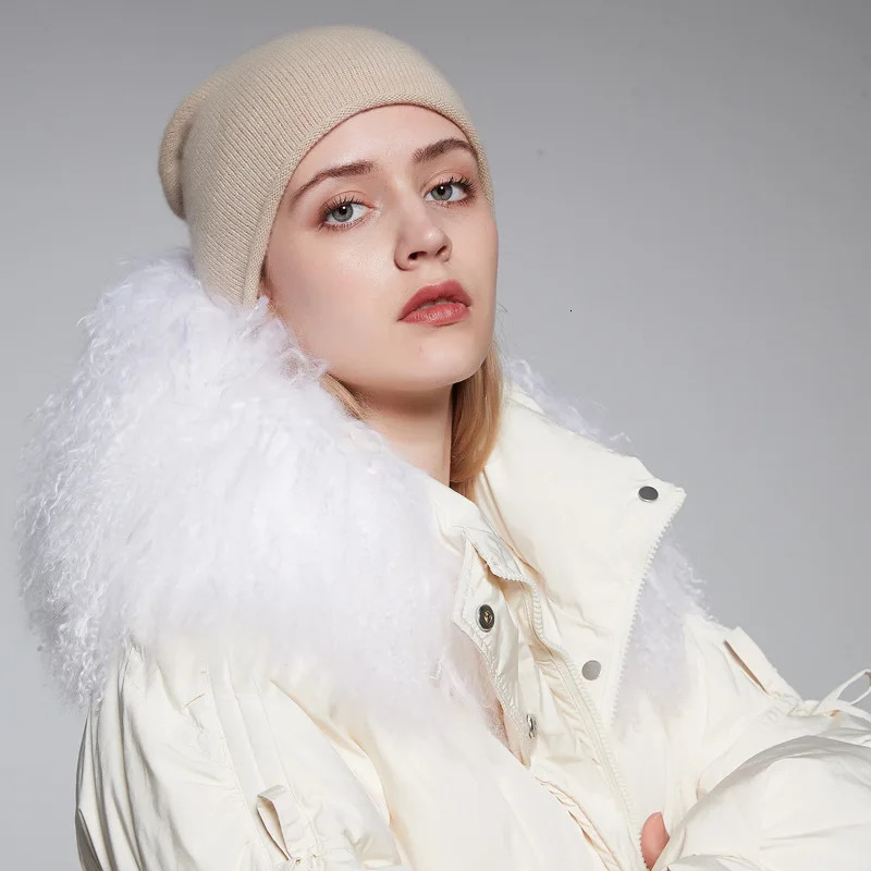 Pure goat cashmere hat fashionable Beanie Femle warm outdoor wool knitted soft casual hat mens unisex womens winter 241205