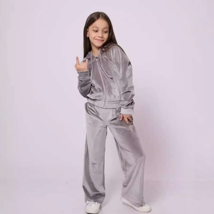 European American Foreign Trade Autumn And Winter Girls' Sports Hat Veet Hoodie Two-Piece Set Trendy Clothing Fashionable Casual Temperament