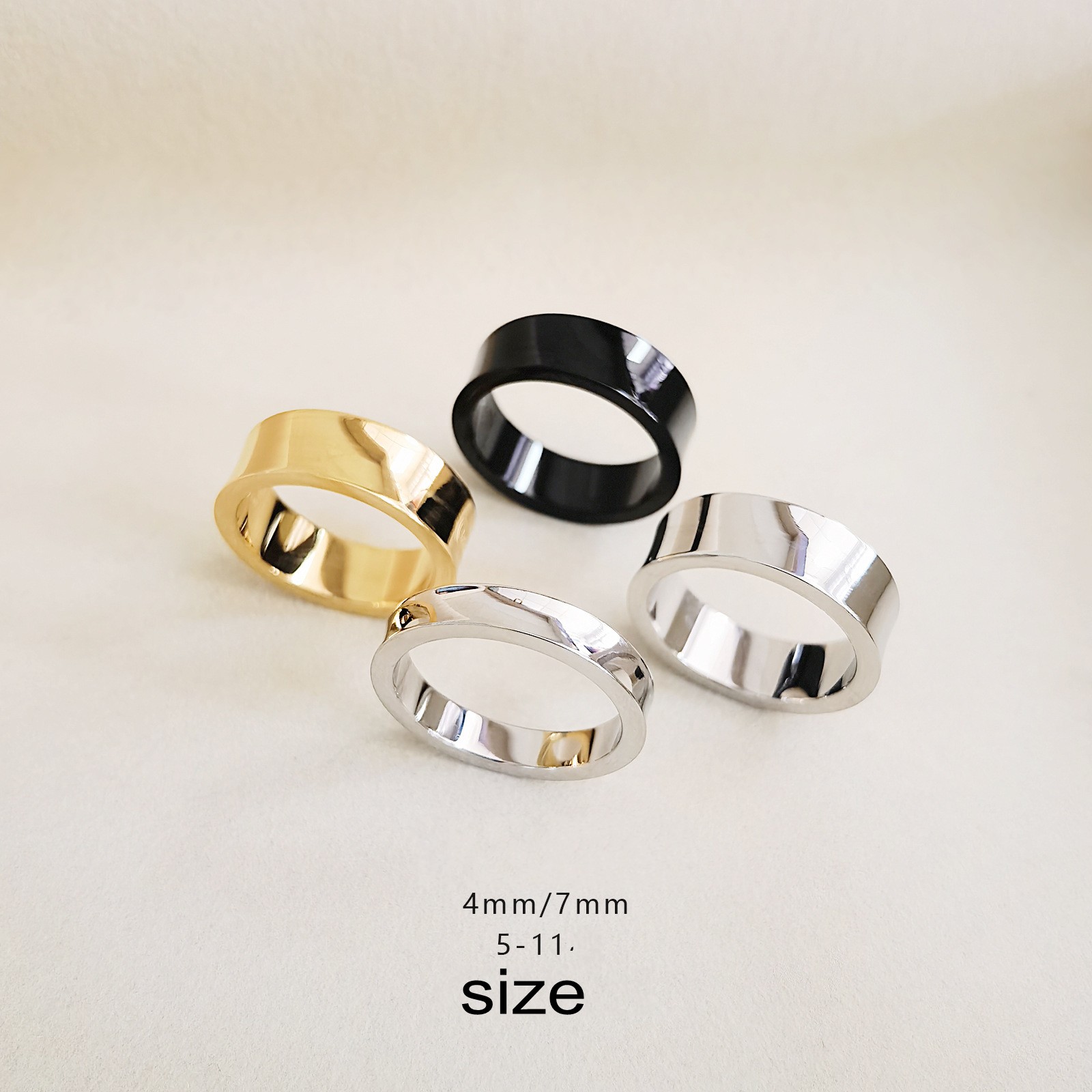 High quality curved surface Unisex 925 sterling silver ring designer logo engrave 4mm 7mm thin wide T Ring 18K Rose Gold Stainless Steel Rings Women men Jewelry