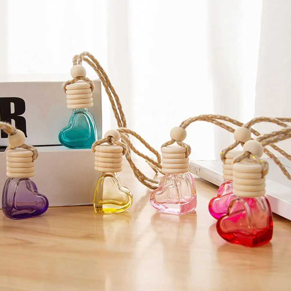 Car Interior Hanging Decor Heart Shaped Aroma Bottle 6ml Essential Oil Diffuser Fragrance Air ener Car AccessoriesXJ241213