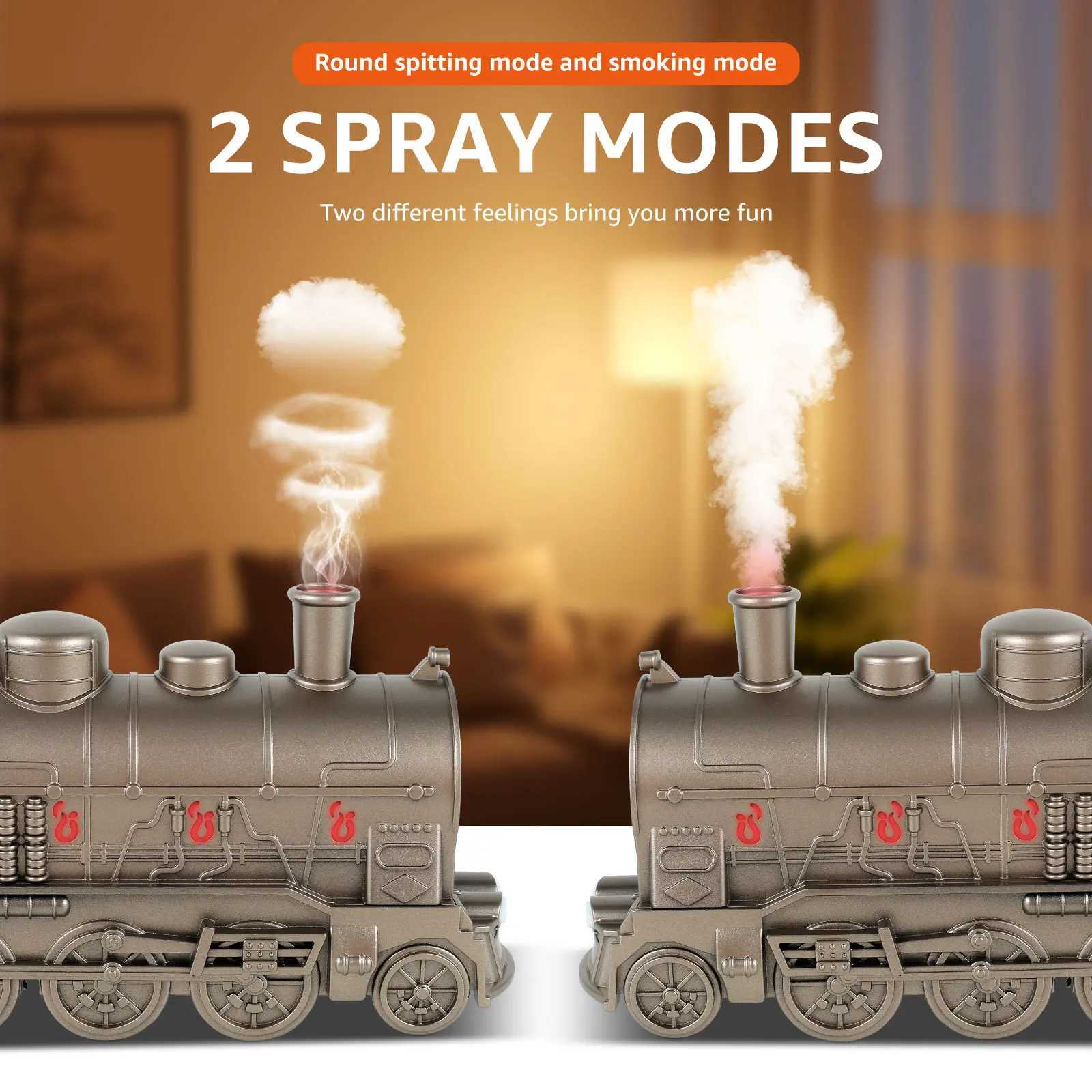 Steam Train Essential Oil Diffuser with Light 300ml Car Humidifier Diffuser Ultra Quiet Train Humidifier Auto Off Aroma DiffuserXJ241213