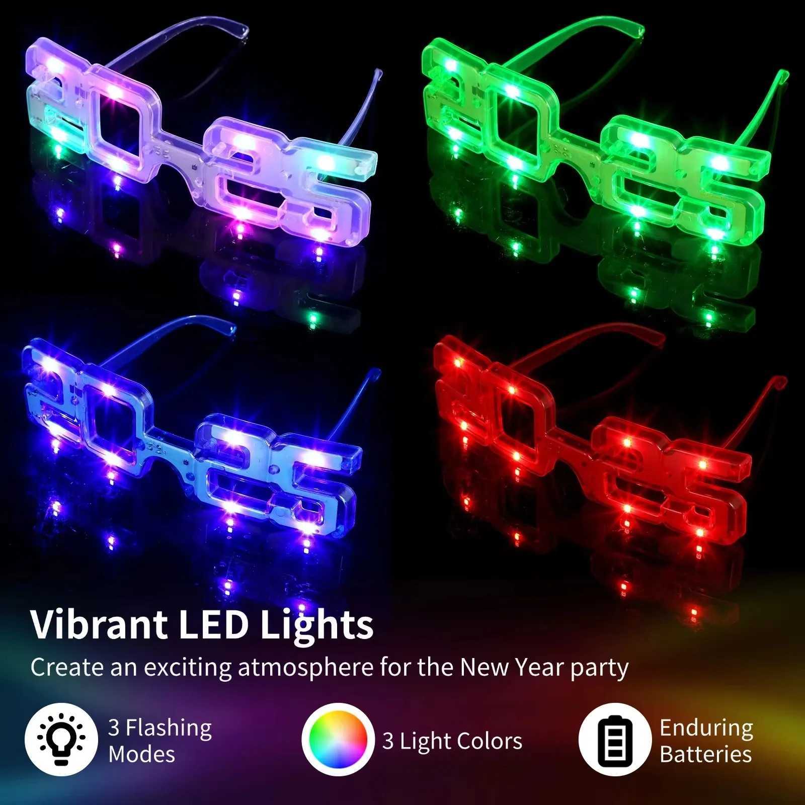 Sunglasses 5-30pcs LED 2025 Glasses Light Up Sunglass for Kids Adult Birthday Neon Wedding Thanksgivings Xmas New Year Glow Party Supplies H241213