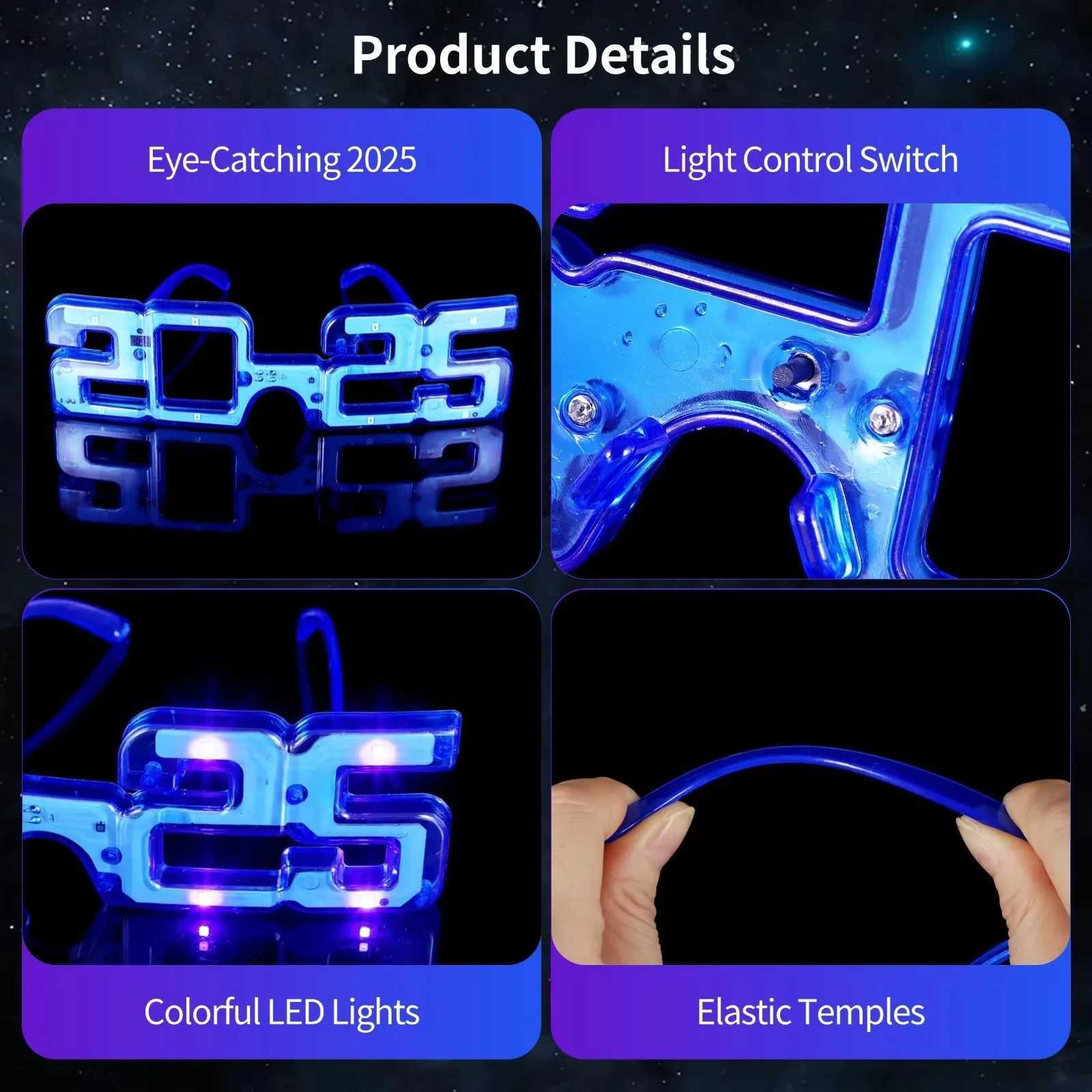 Sunglasses 5-30pcs LED 2025 Glasses Light Up Sunglass for Kids Adult Birthday Neon Wedding Thanksgivings Xmas New Year Glow Party Supplies H241213