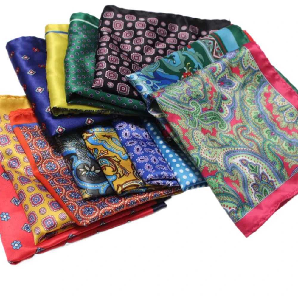 Paisley synthetic silk scarf womens pocket towel square scarf chest circumference towel wedding floral print W241213