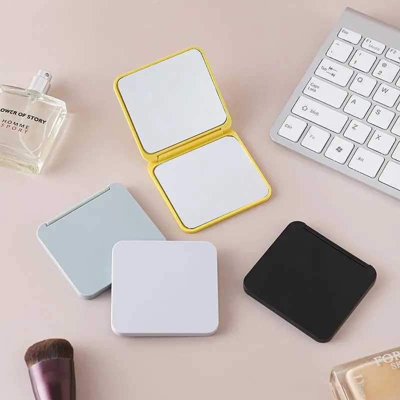 2-face Makeup Mirror Square Portable Cute Girls Gift Hand Mini Mirror Pocket Double-sided Makeup Mirror Compact Multiple ColorsXJ241213